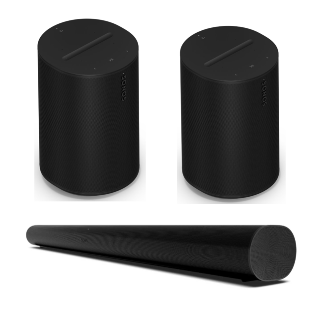 Sonos - Arc Thuisbioscoop Zwart & 2x Era 100 Zwart - Bundle