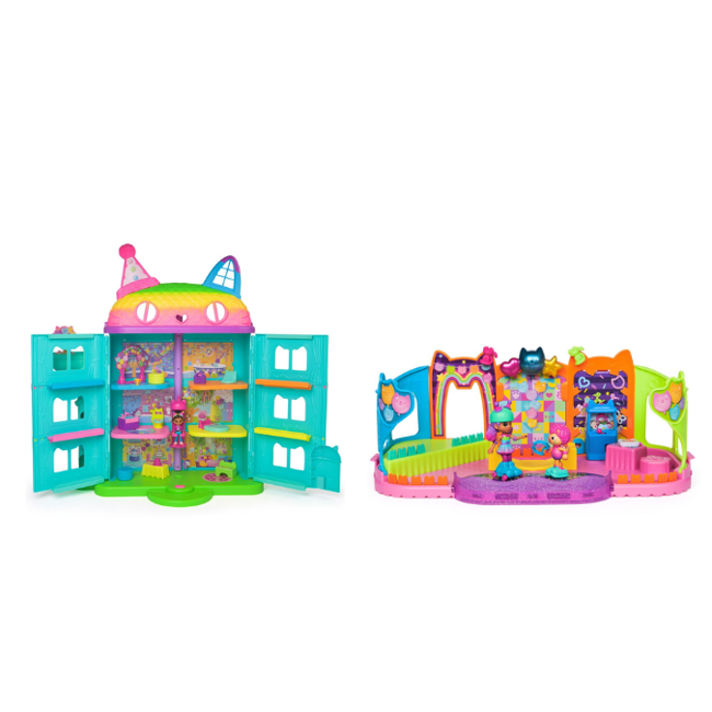 Gabby's Dollhouse - Celebration Purrfect Dukkehus + Rooftop Roller Party Legesæt (Bundle)