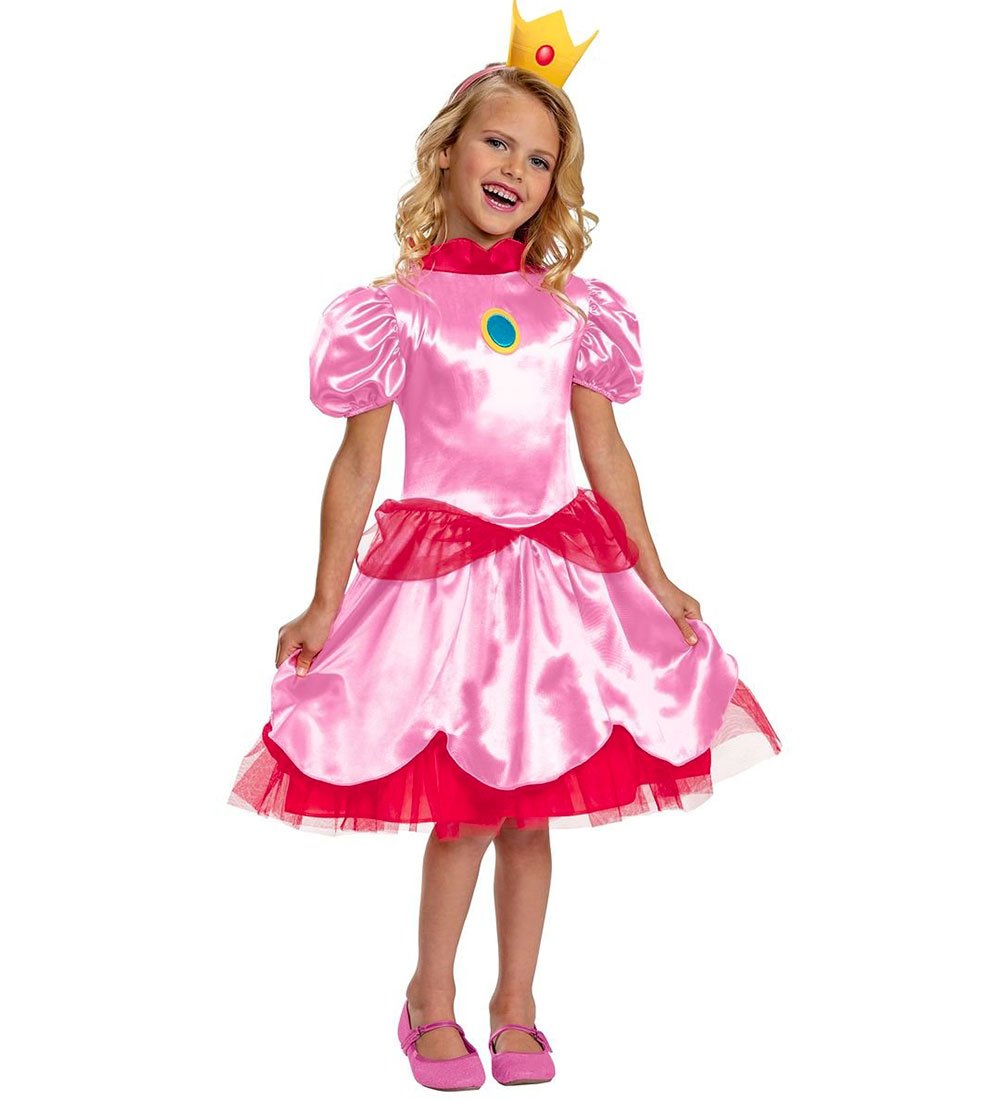 Prinsesse Peach Barn Karnevalskostyme - Medium