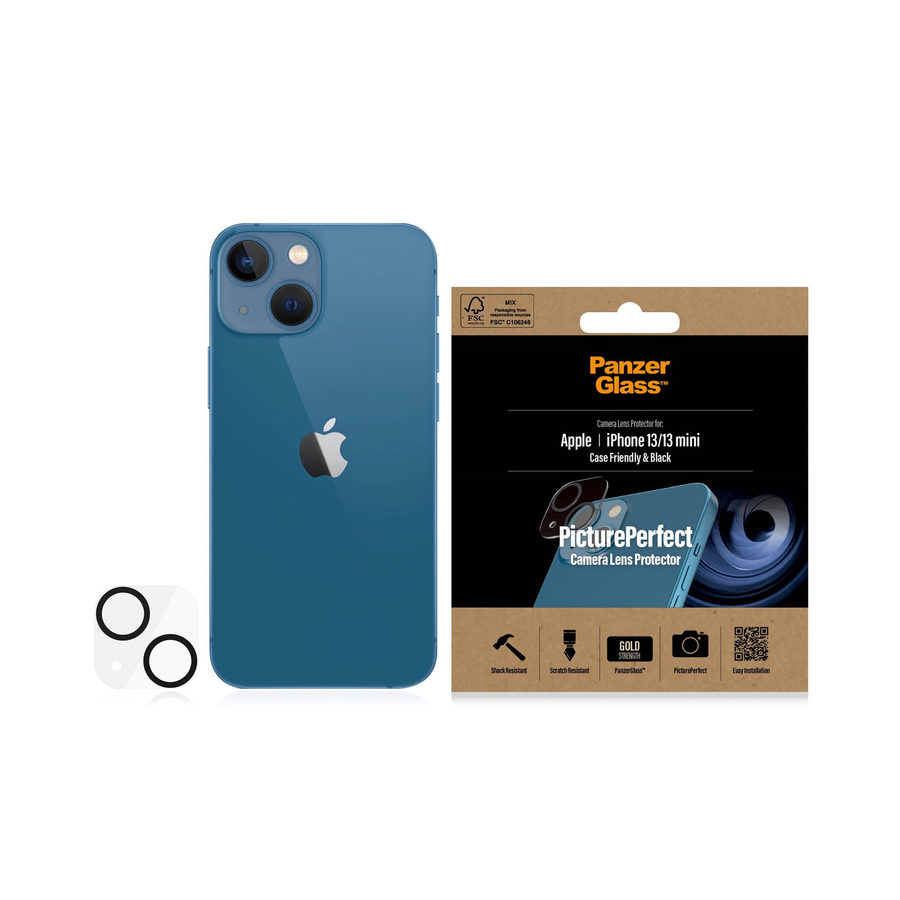 PanzerGlass™ | Case-friendly - Objektiv beskyttelse for mobiltelefon - rammefarve sort | Apple iPhone 13