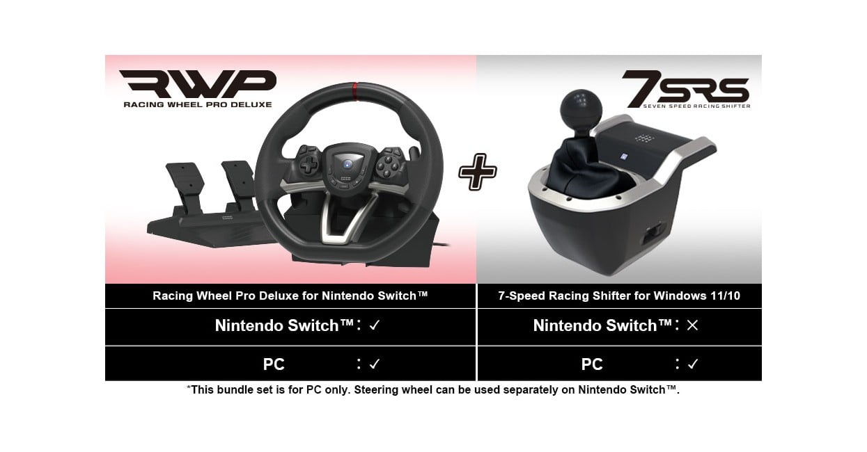 HORI - Racing Wheel Pro Deluxe + 7-Speed Racing Shifter Bundle For PC (Windows 11/10)