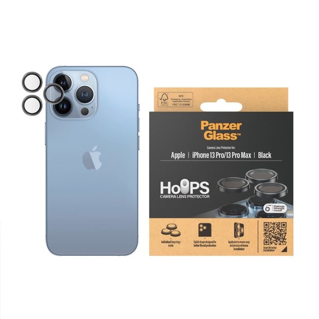 PanzerGlass - Hoops Camera Lens Protector for iPhone 13 Pro - 13 Pro Max - Black