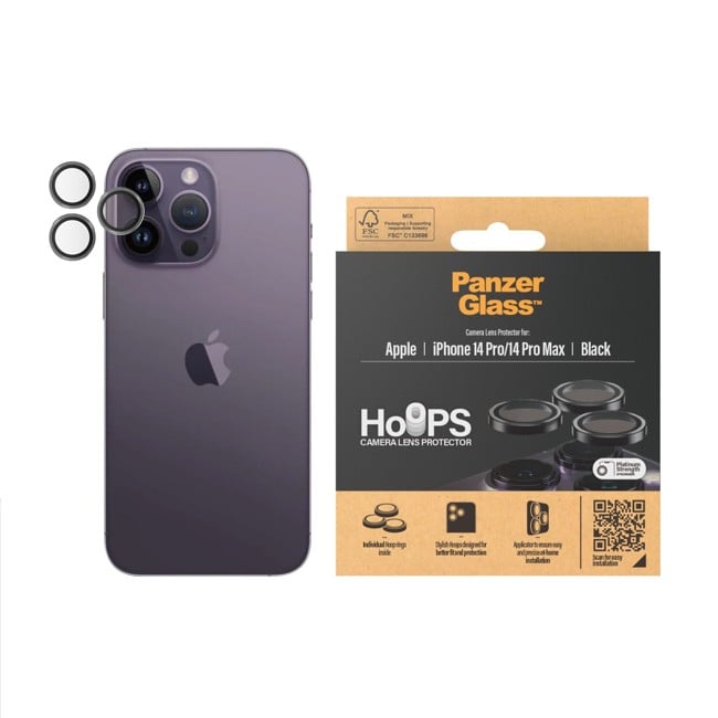 PanzerGlass - Hoops Camera Lens Protector iPhone 14 Pro/14 Pro Max - Black