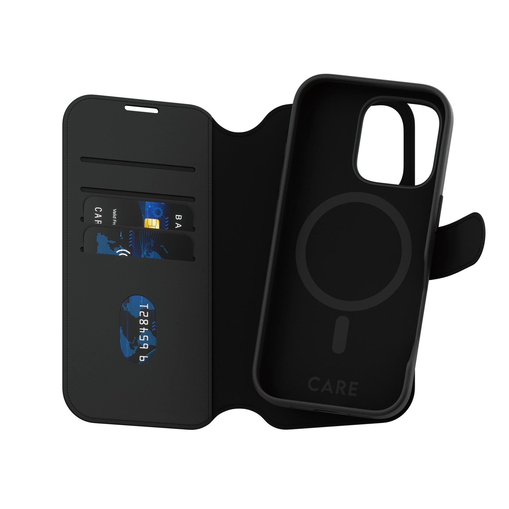 CARE by PanzerGlass Tango - Lommebok for mobiltelefon - to-i-én - MagSafe-samsvar - veganlær, polyuretan, polykarbonat - for Apple iPhone 16 Pro