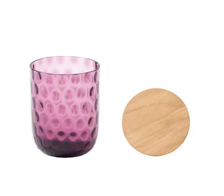 Kodanska - Danish Summer Tumbler Small Drops - Dark Purple med låg i natur eg