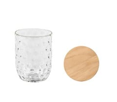 Kodanska - Danish Summer Tumbler Small Drops - Clear with Natural Oak Lid