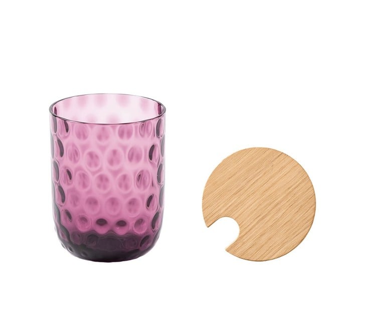 Kodanska - Danish Summer Tumbler Small Drops - Dark Purple with Natural Oak Lid with hole