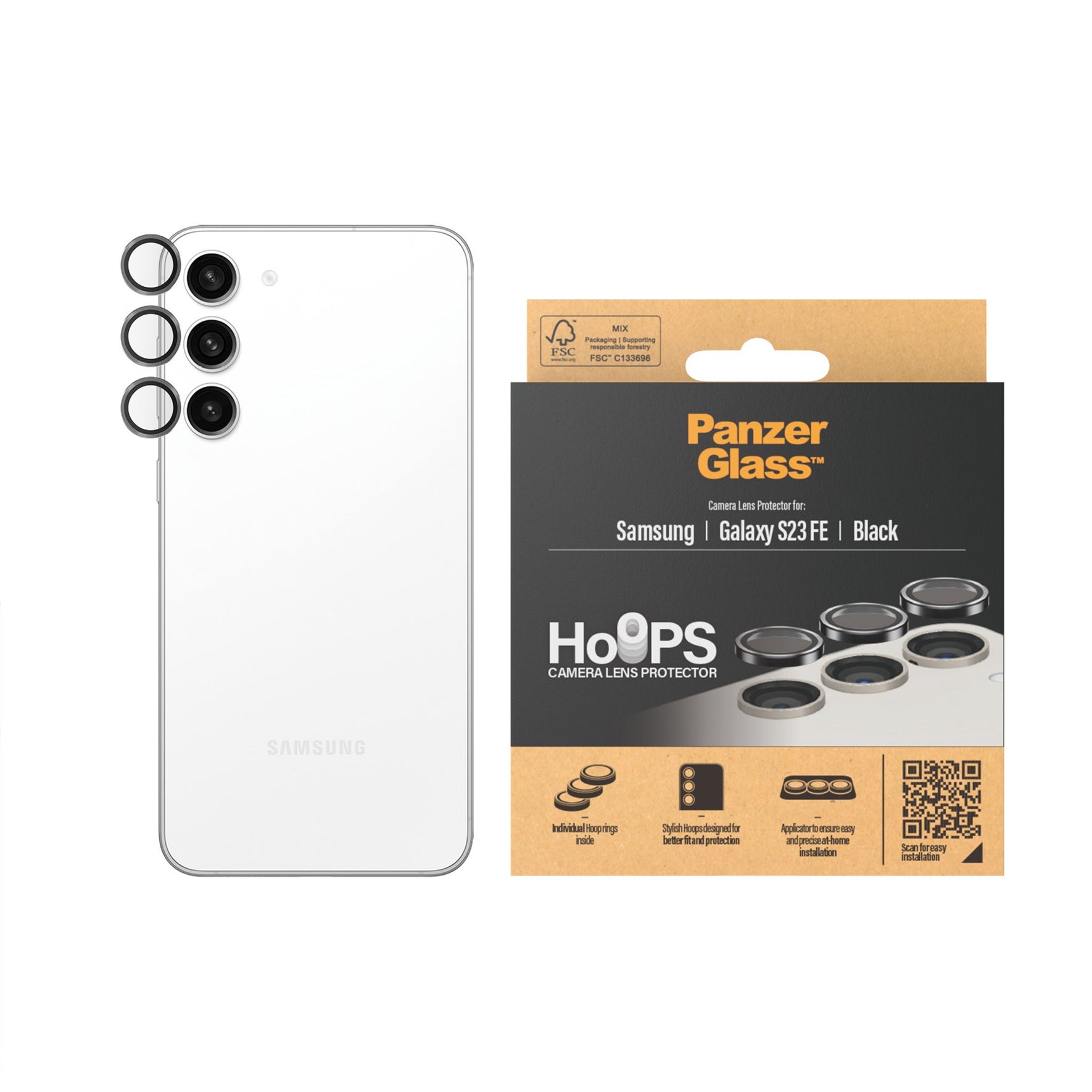PanzerGlass Hoops - Linse beskyttelse - Samsung Galaxy S23 FE - Black