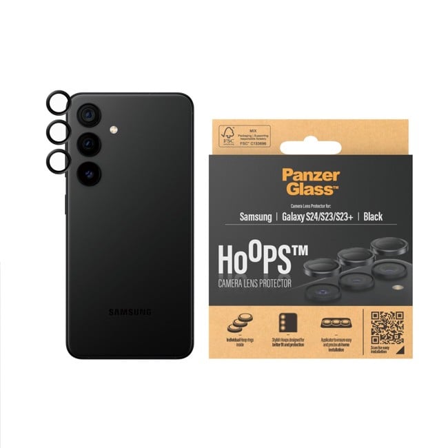 PanzerGlass Hoops - Camera Lens Protector - Samsung Galaxy S24/S23/S23 Plus - Black