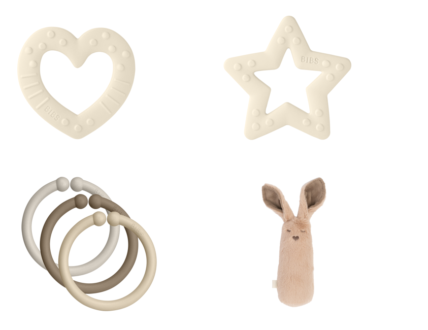 BIBS - Toy Bundle - Rattle, Loops,  Bitie Star & Bitie Heart