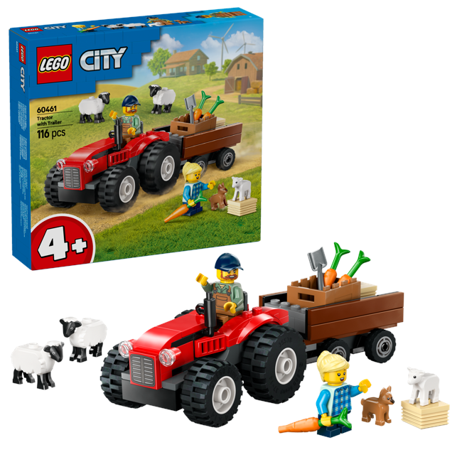 LEGO - LEGO City - Rød traktor med henger og sau (60461)