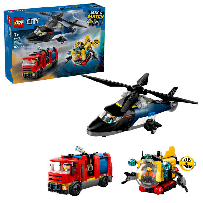 LEGO - LEGO City - Helikopter, brandbil och ubåt (60462)