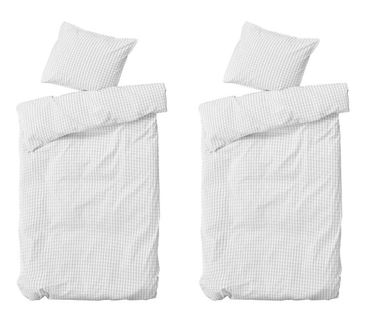 By Nord - Organic Bed linen - 140 x 200 cm - Erika, Snow/Coal, 2 sets