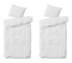 By Nord - Organic Bed linen - 140 x 200 cm - Erika, Snow/Coal, 2 sets