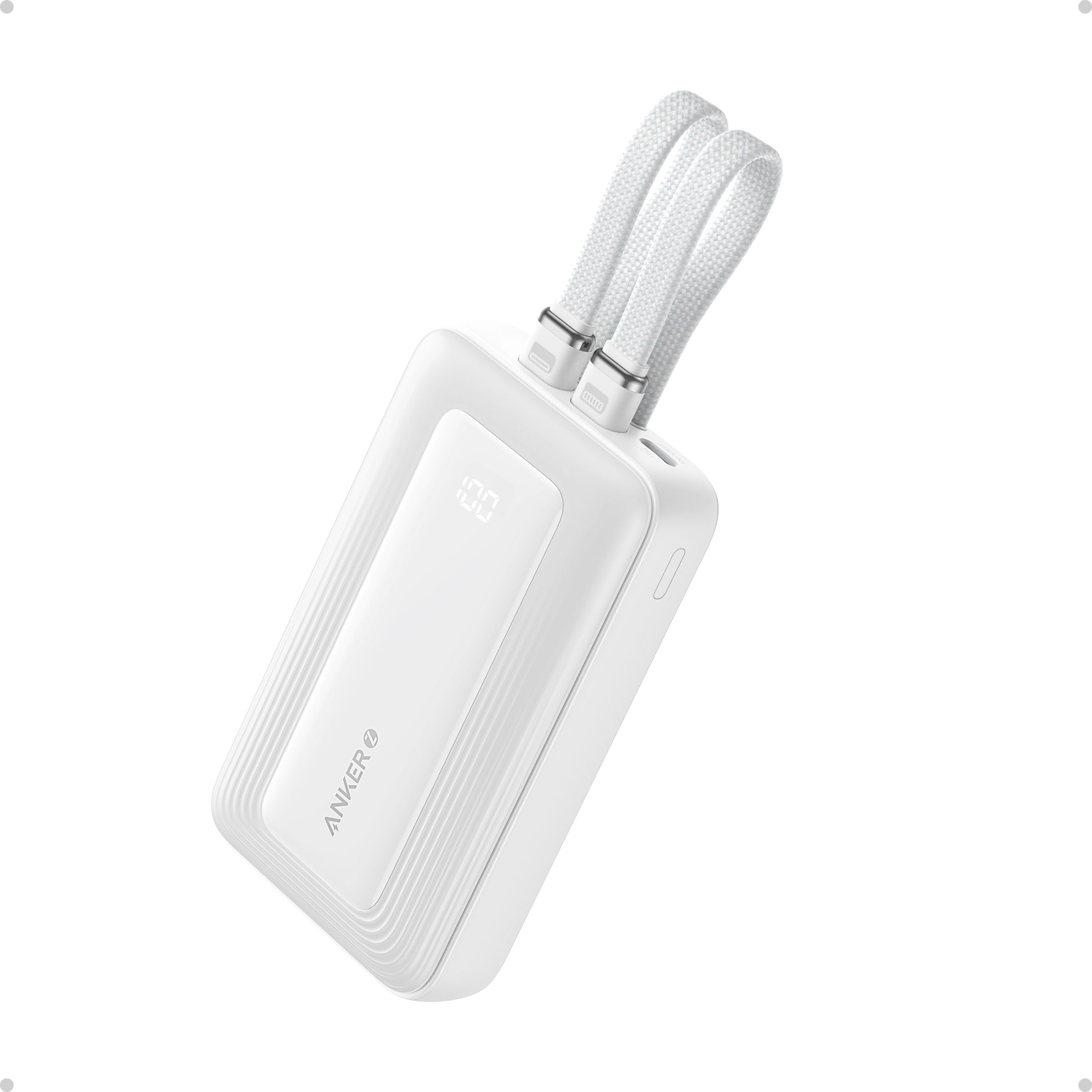 Anker - Power Bank (10K, 30W, Built-In USB-C + Lightning Cable) B2C - UN White