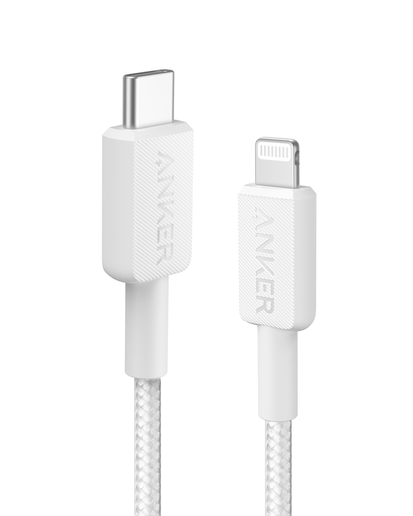 Anker - 322 USB-C til Lightning Kabel (3ft Flettet) – Hurtigopladning – Hvid