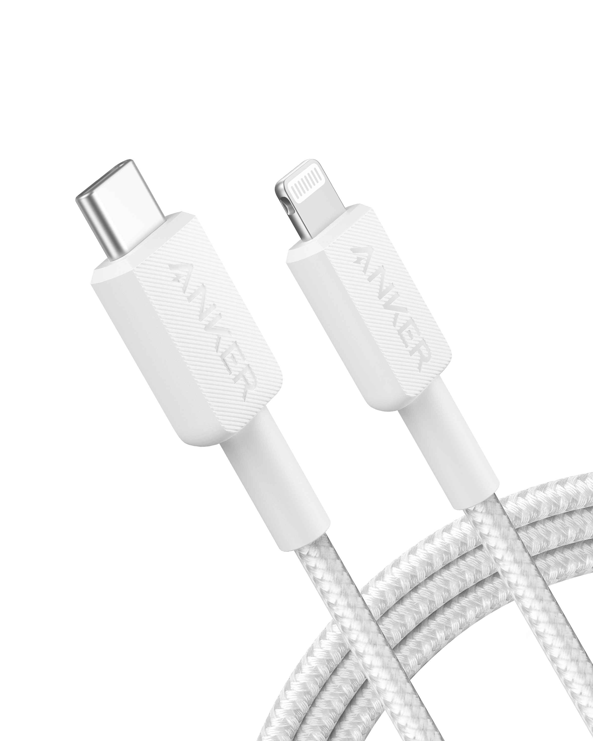 Anker - 322 USB-C - Lightning Kaapeli (6ft Punottu) - Valkoinen