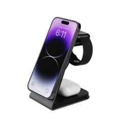 Fixed - 3in1 Mag Aluminum Wireless Charging station Black