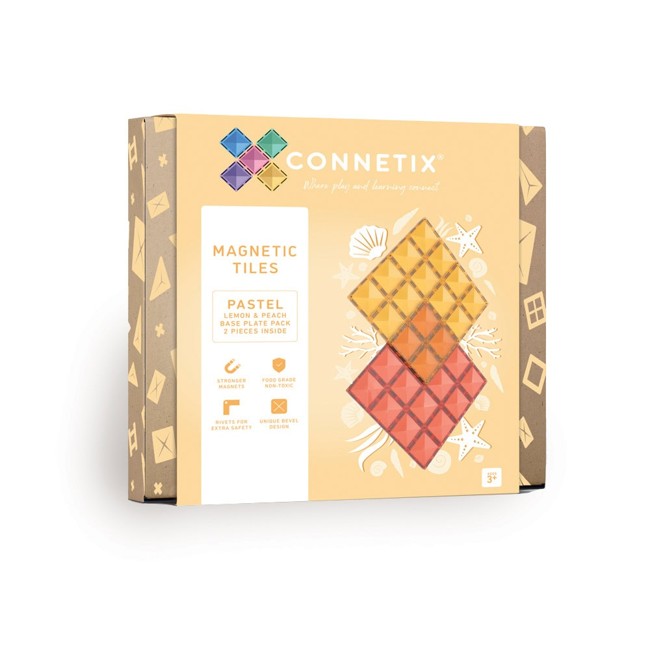 Connetix - Base Plate Pastel Lemon & Peach 2 Pieces - (CT-P-LP002-BP)