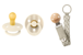 BIBS - Pacifier Studio Colour 2 Pack - Ivory/Vanilla - Size 1 + Pacifier Clip Braided (Bundle) thumbnail-1