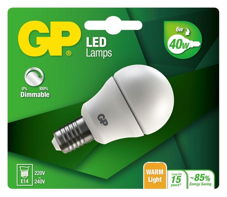 GP - LED Lamp Mini Globe, E14, DIM, 6W (40W), 470lm