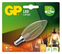 GP - LED Lamp Filament Mini Candle, E14, 2W (25W), 250lm