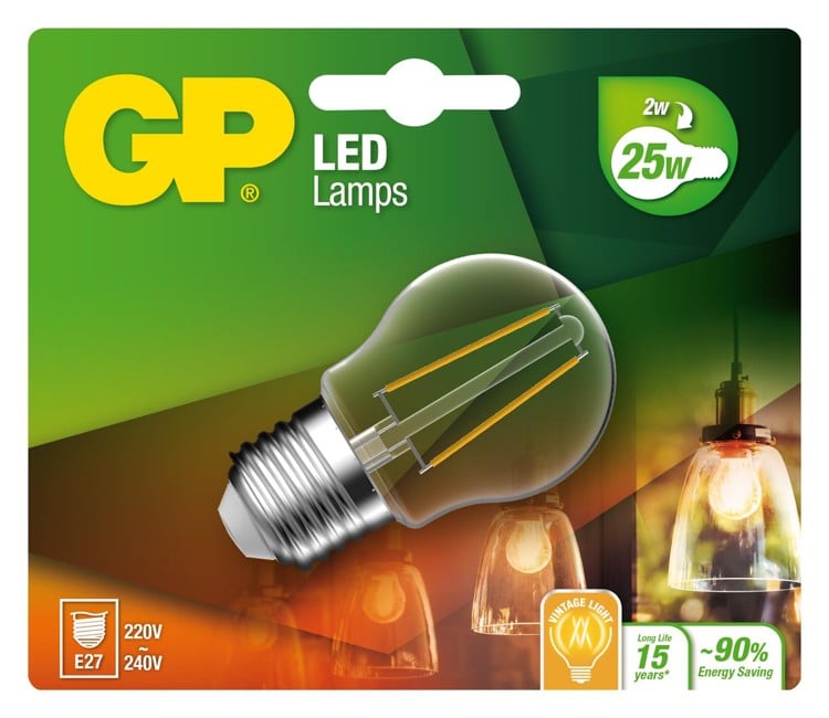 GP - LED Lamp Filament Mini Globe, E27, 2W (25W), 250lm