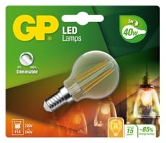 GP LED Lamp Filament Mini Globe, E14, DIM, 5W (40W), 470lm