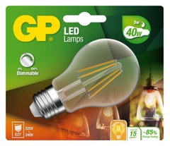 GP - LED Lamp Classic Filament, E27, DIM, 5W (40W), 470lm