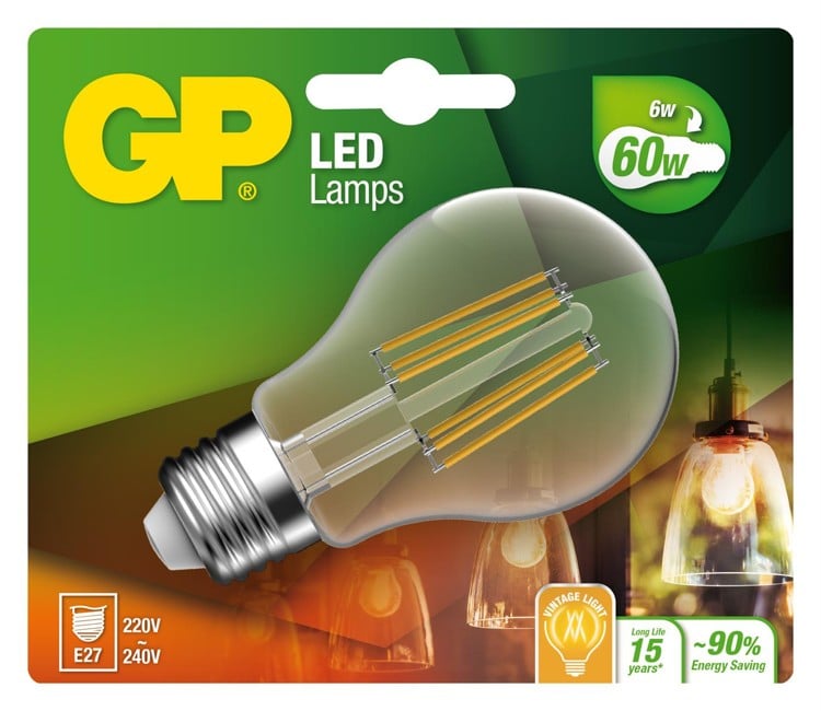 GP - LED Lamp Classic Filament, E27, 6W (60W), 806lm