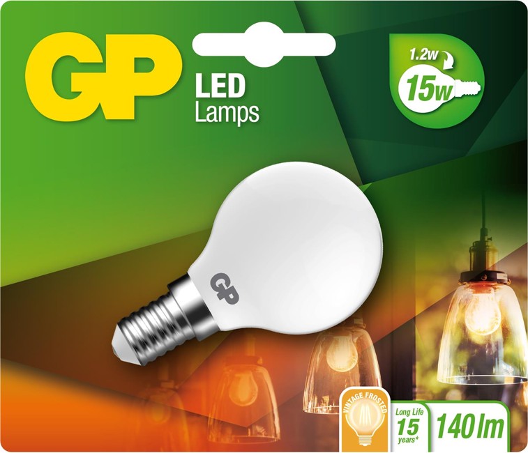 GP - LED Lamp Filament Frozen Mini Globe, E14, 1.2W (15W), 136lm