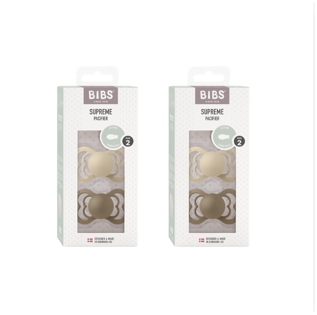 BIBS - Pacifier Supreme 2 PACK - Vanilla/Dark Oak - Size 2 (Bundle)