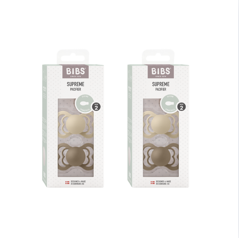 BIBS - Pacifier Supreme 2 PACK - Vanilla/Dark Oak - Size 2 (Bundle)