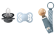 BIBS - Pacifier Supreme 2 PACK - Iron/Baby Blue - Size 2 + Pacifier Clip Braided - Petrol/Baby Blue - Onesize (Bundle) thumbnail-1