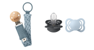 BIBS - Pacifier Supreme 2 PACK - Iron/Baby Blue - Size 1 + Pacifier Clip Braided - Petrol/Baby Blue - Onesize (Bundle) thumbnail-1