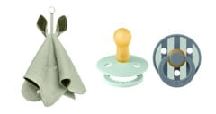 BIBS - Pacifier Studio Colour 2 Pack - Nordic Mint/Petrol - Size 2 + Cuddle Cloth Kangaroo - Sage (Bundle)