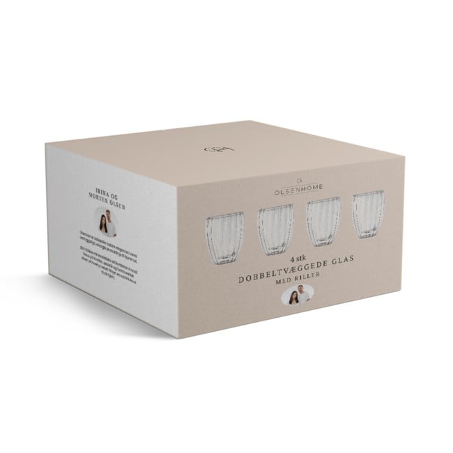 Olsen Home - Double-walled Glasses with Ridges - 4 Pack