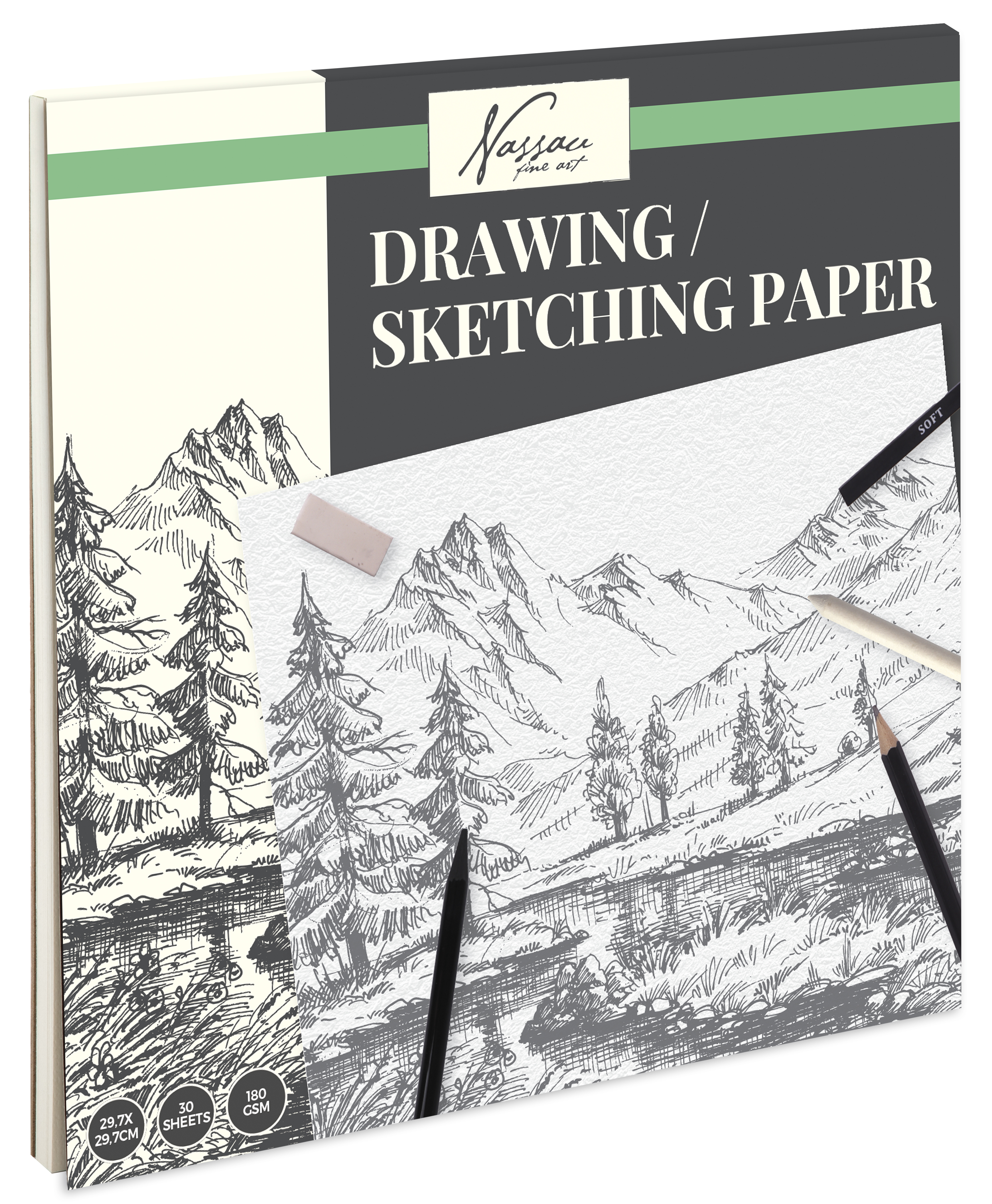 Nassau - Drawing grained paper, 30 sheets 180 g. (AR0333/GE)