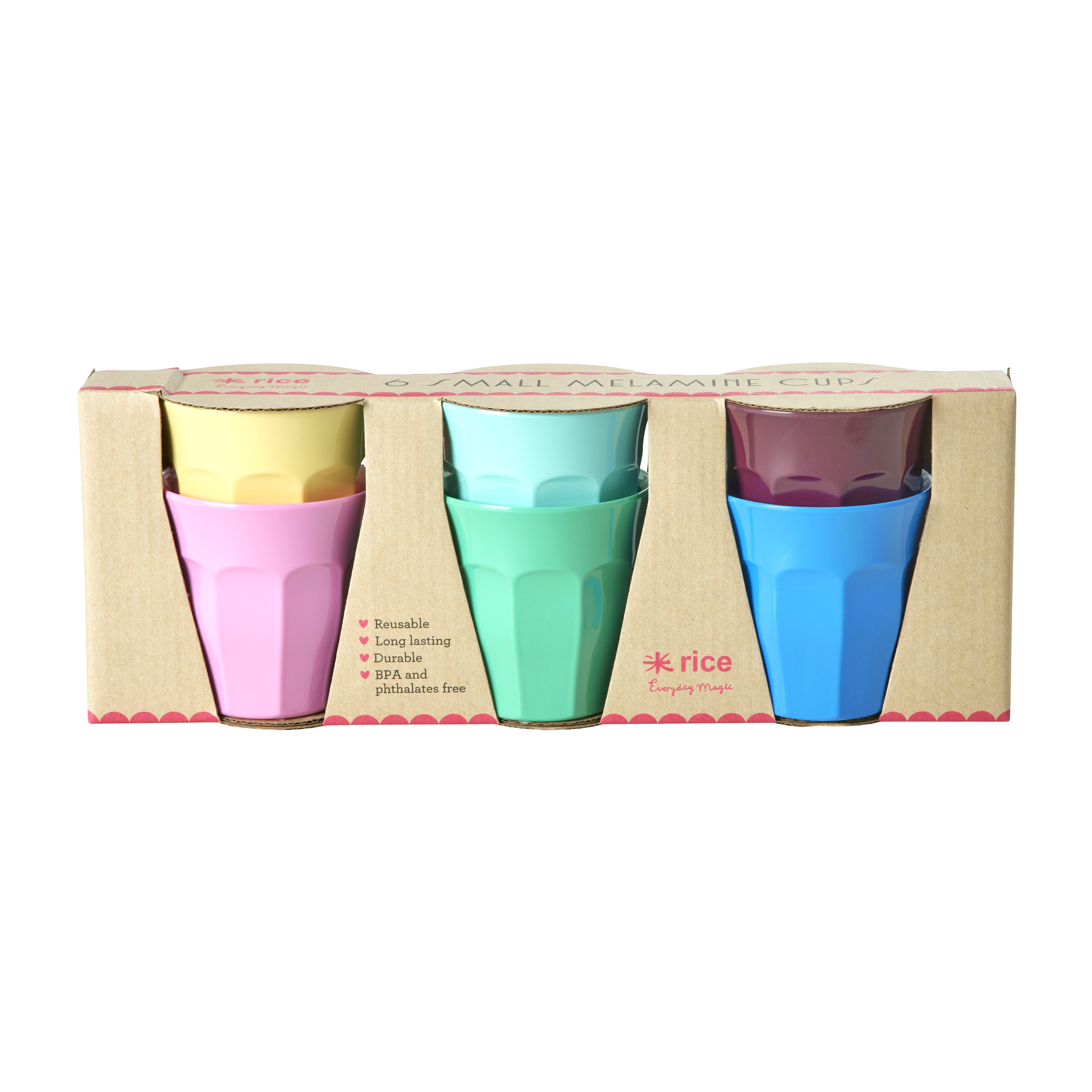 Rice - Melamine Cups - Assorted Colors - Small - 160 ml - 6 Pack