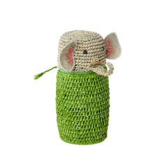 Rice - Raffia Crocheted Pencil Case/Purse - Elephant Shape - Green