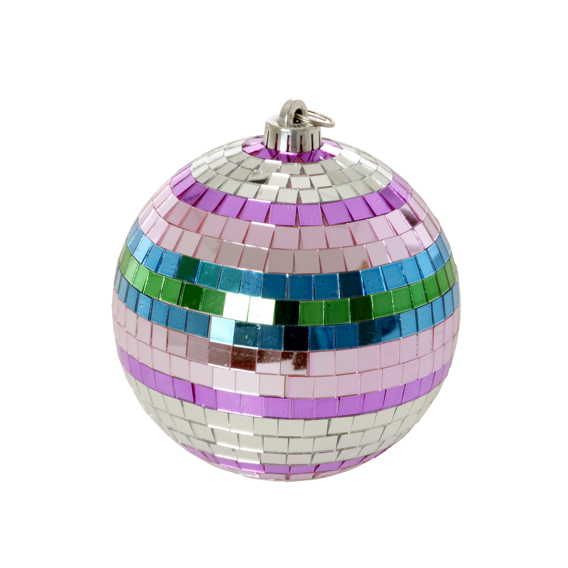 Rice - Disco Ball with Funky Stripes - Pink, Silver, Green, Blue - Medium