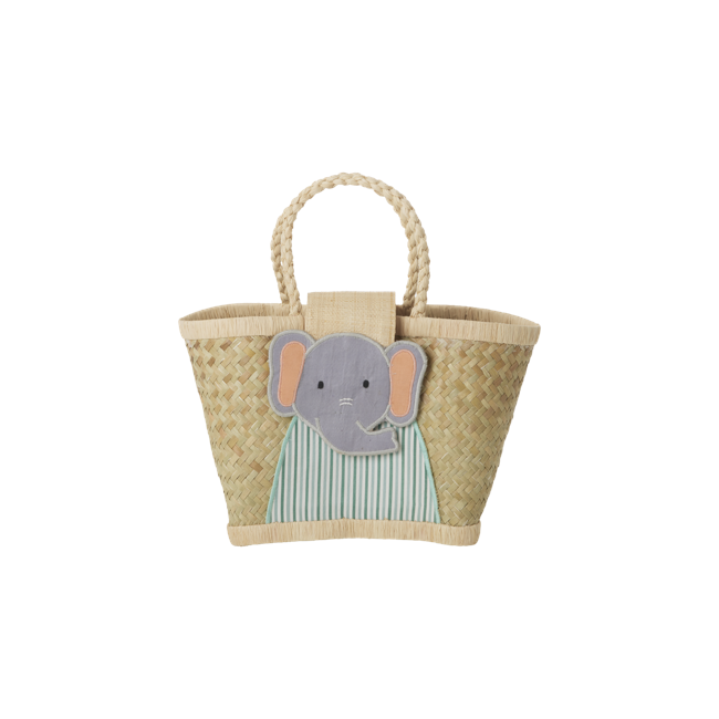 Rice - Raffia Kids Bag with Elephant Closing - (KIBAG-ELEP)