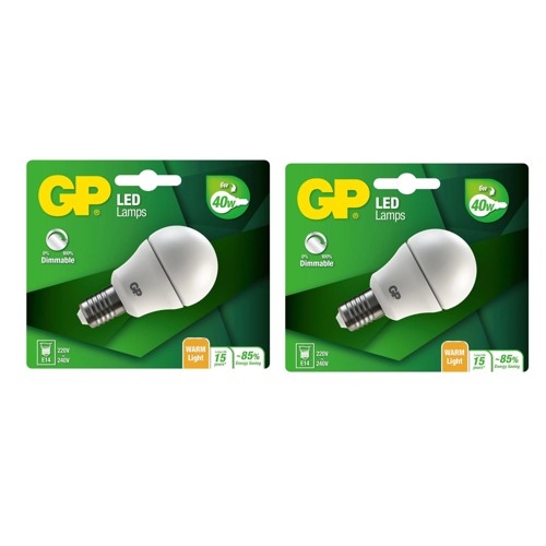GP - LED Lamp Mini Globe, E14, DIM, 6W (40W), 470lm I Bundle (2 Pcs)