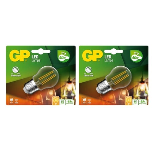 GP - LED Lamp Filament Mini Globe, E27, DIM, 5W (40W), 470lm I Bundle (2 Pcs)