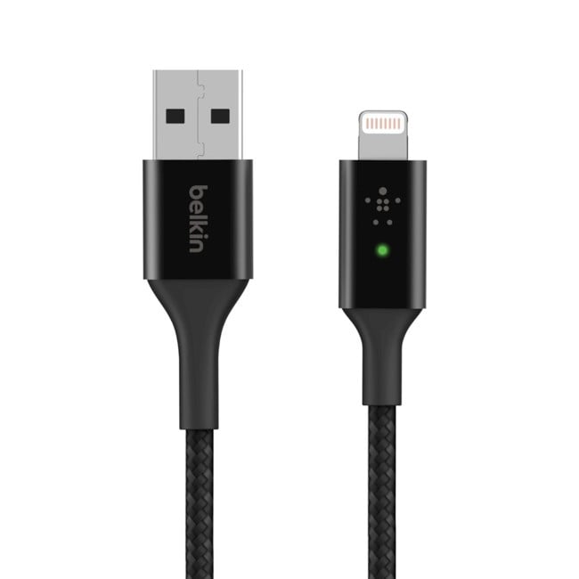 Belkin - Smart LED USB-A to Lightning Cable, Black