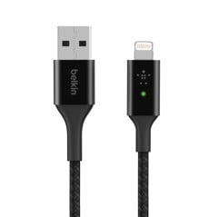 Belkin - Smart LED USB-A to Lightning Cable, Black