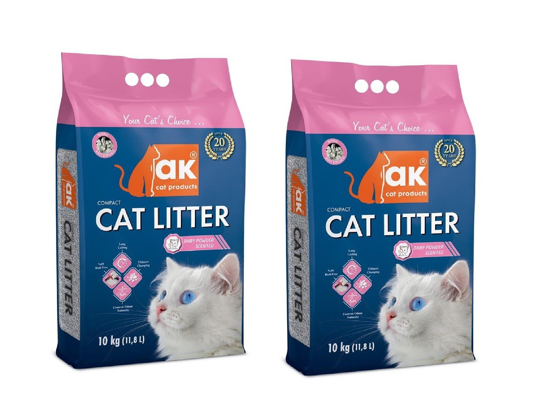 AK - 2x kattegrus klumpende 10 kg med duft - Bundle