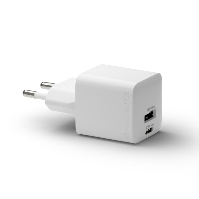dbramante1928 - Re-charge - Vægoplader GaN - USB-C+USB-A 25W+18W EU - Hvid