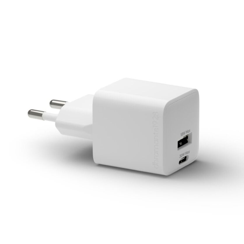 dbramante1928 - Re-charge - Vægoplader GaN - USB-C+USB-A 30W+18W EU - Hvid