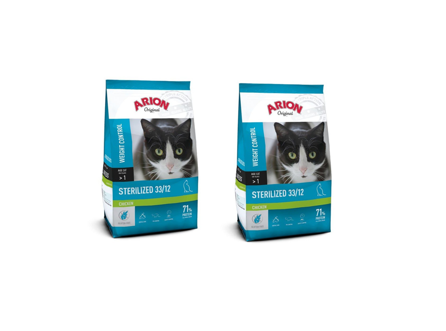 Arion - 2x Cat Food - Original Cat Sterilized - Chicken - 7,5 Kg - Bundle